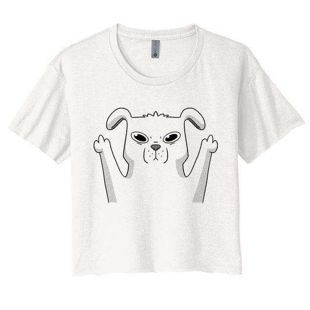 Middle Finger Funny Cute Dog Crop Top
