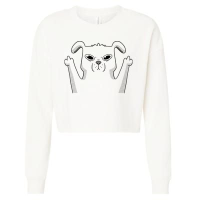 Middle Finger Funny Cute Dog Cropped Pullover Crew
