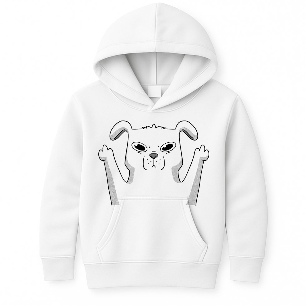 Middle Finger Funny Cute Dog Kids Hoodie