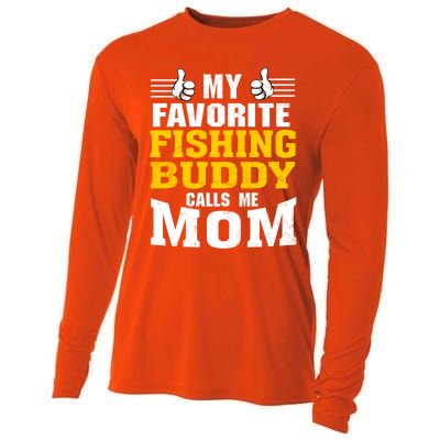 My Favorite Fishing Buddy Calls Me Mom Gift Cooling Performance Long Sleeve Crew