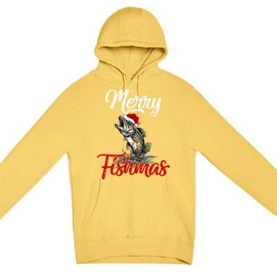 Merry Fishmas Fish Fishing Fisher Christmas Pajama Gift Premium Pullover Hoodie