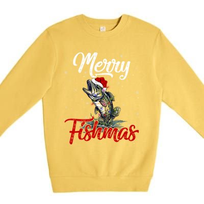 Merry Fishmas Fish Fishing Fisher Christmas Pajama Gift Premium Crewneck Sweatshirt