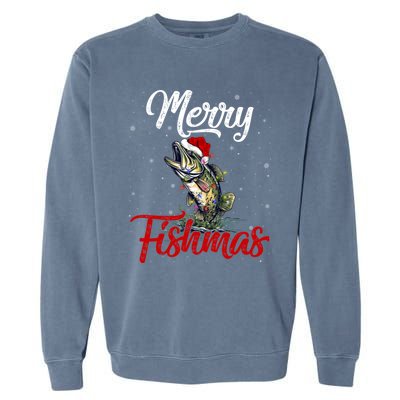 Merry Fishmas Fish Fishing Fisher Christmas Pajama Gift Garment-Dyed Sweatshirt