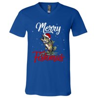 Merry Fishmas Fish Fishing Fisher Christmas Pajama Gift V-Neck T-Shirt