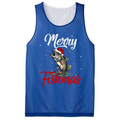 Merry Fishmas Fish Fishing Fisher Christmas Pajama Gift Mesh Reversible Basketball Jersey Tank