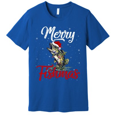 Merry Fishmas Fish Fishing Fisher Christmas Pajama Gift Premium T-Shirt