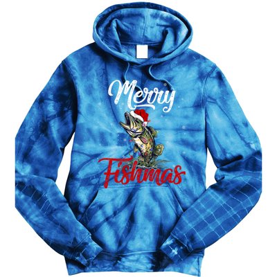 Merry Fishmas Fish Fishing Fisher Christmas Pajama Gift Tie Dye Hoodie