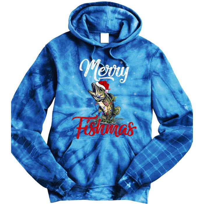 Merry Fishmas Fish Fishing Fisher Christmas Pajama Gift Tie Dye Hoodie