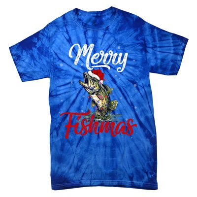 Merry Fishmas Fish Fishing Fisher Christmas Pajama Gift Tie-Dye T-Shirt