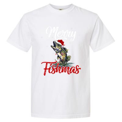 Merry Fishmas Fish Fishing Fisher Christmas Pajama Gift Garment-Dyed Heavyweight T-Shirt