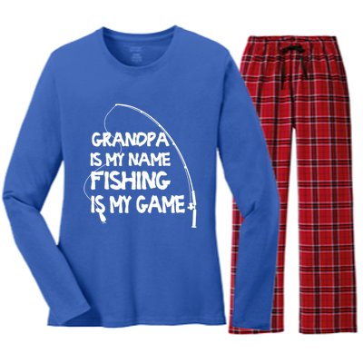 Matching Family Fishing Grandpa Fisher Gift Women's Long Sleeve Flannel Pajama Set 