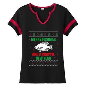 Merry Fishmas Fishing Funny Xmas Crappie For Fisherman Ladies Halftime Notch Neck Tee