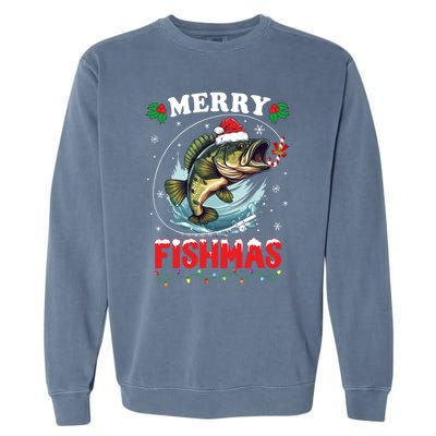 Merry Fishmas Fish Funny Fishing Christmas Dad Gift Garment-Dyed Sweatshirt