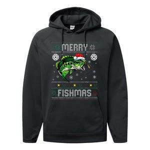 Merry Fishmas Funny Fish Fishing Fisherman Ugly Christmas Performance Fleece Hoodie