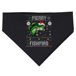 Merry Fishmas Funny Fish Fishing Fisherman Ugly Christmas USA-Made Doggie Bandana