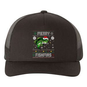 Merry Fishmas Funny Fish Fishing Fisherman Ugly Christmas Yupoong Adult 5-Panel Trucker Hat