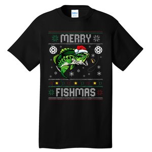 Merry Fishmas Funny Fish Fishing Fisherman Ugly Christmas Tall T-Shirt