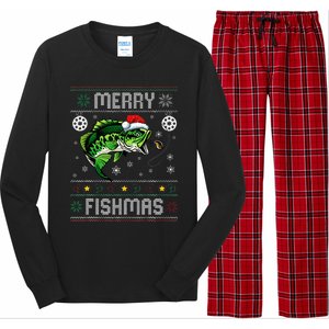 Merry Fishmas Funny Fish Fishing Fisherman Ugly Christmas Long Sleeve Pajama Set