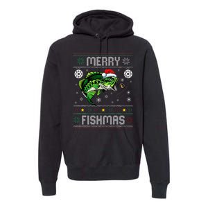 Merry Fishmas Funny Fish Fishing Fisherman Ugly Christmas Premium Hoodie