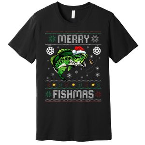 Merry Fishmas Funny Fish Fishing Fisherman Ugly Christmas Premium T-Shirt