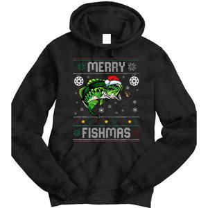 Merry Fishmas Funny Fish Fishing Fisherman Ugly Christmas Tie Dye Hoodie