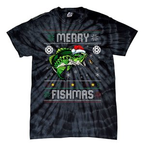 Merry Fishmas Funny Fish Fishing Fisherman Ugly Christmas Tie-Dye T-Shirt