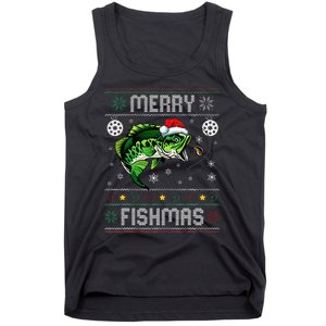 Merry Fishmas Funny Fish Fishing Fisherman Ugly Christmas Tank Top