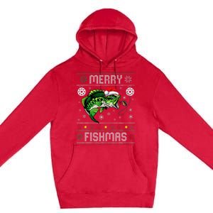 Merry Fishmas Funny Fish Fishing Fisherman Ugly Christmas Premium Pullover Hoodie