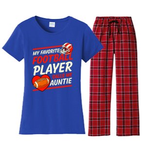 My Favorite Football Player Calls Me Auntie Football Aunt Gift Women's Flannel Pajama Set