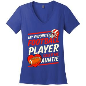 My Favorite Football Player Calls Me Auntie Football Aunt Gift Women's V-Neck T-Shirt