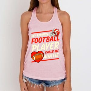 My Favorite Football Player Calls Me Auntie Football Aunt Gift Women's Knotted Racerback Tank