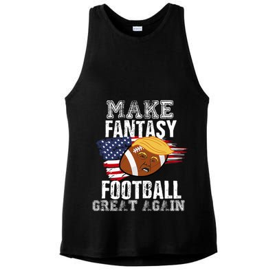 Make Fantasy Football Great Again Funny Donald Trump Ladies PosiCharge Tri-Blend Wicking Tank