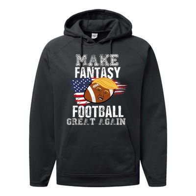 Make Fantasy Football Great Again Funny Donald Trump Performance Fleece Hoodie