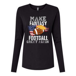 Make Fantasy Football Great Again Funny Donald Trump Womens Cotton Relaxed Long Sleeve T-Shirt