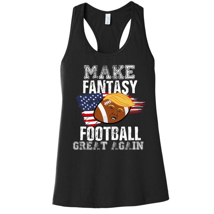 Make Fantasy Football Great Again Funny Donald Trump Women's Racerback Tank