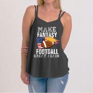 Make Fantasy Football Great Again Funny Donald Trump Women's Strappy Tank