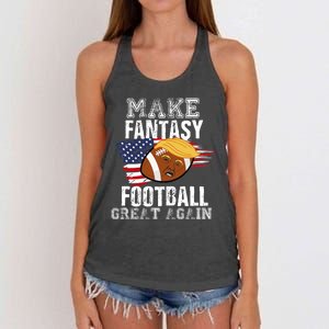 Make Fantasy Football Great Again Funny Donald Trump Women's Knotted Racerback Tank