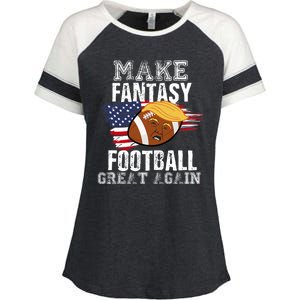 Make Fantasy Football Great Again Funny Donald Trump Enza Ladies Jersey Colorblock Tee