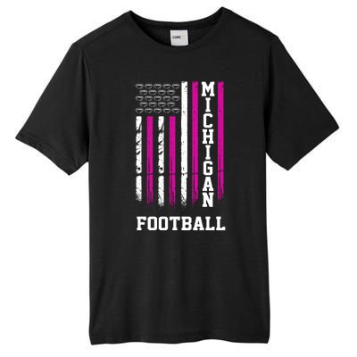 Michigan Football Fan Pink American Flag Tall Fusion ChromaSoft Performance T-Shirt