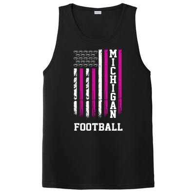 Michigan Football Fan Pink American Flag PosiCharge Competitor Tank