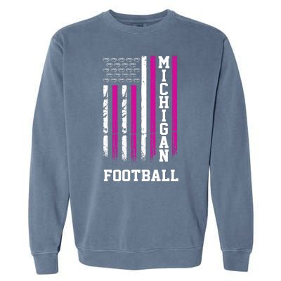 Michigan Football Fan Pink American Flag Garment-Dyed Sweatshirt