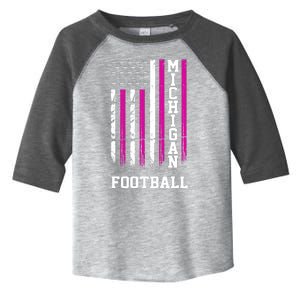 Michigan Football Fan Pink American Flag Toddler Fine Jersey T-Shirt