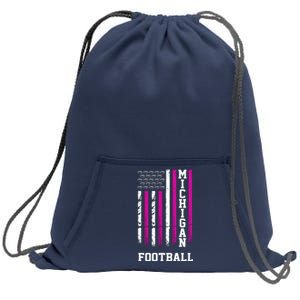 Michigan Football Fan Pink American Flag Sweatshirt Cinch Pack Bag