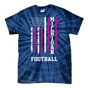 Michigan Football Fan Pink American Flag Tie-Dye T-Shirt