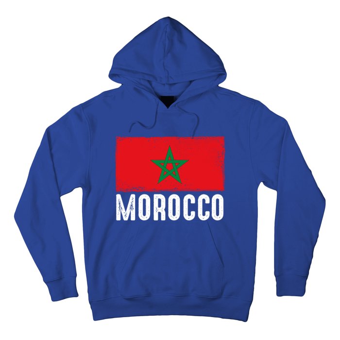 Morocco Flag Football Vintage Fan Soccer Team Pride Cool Gift Hoodie