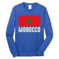 Morocco Flag Football Vintage Fan Soccer Team Pride Cool Gift Long Sleeve Shirt