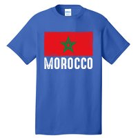 Morocco Flag Football Vintage Fan Soccer Team Pride Cool Gift Tall T-Shirt