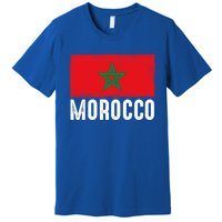 Morocco Flag Football Vintage Fan Soccer Team Pride Cool Gift Premium T-Shirt