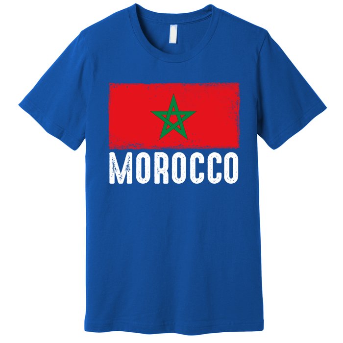 Morocco Flag Football Vintage Fan Soccer Team Pride Cool Gift Premium T-Shirt