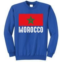 Morocco Flag Football Vintage Fan Soccer Team Pride Cool Gift Tall Sweatshirt